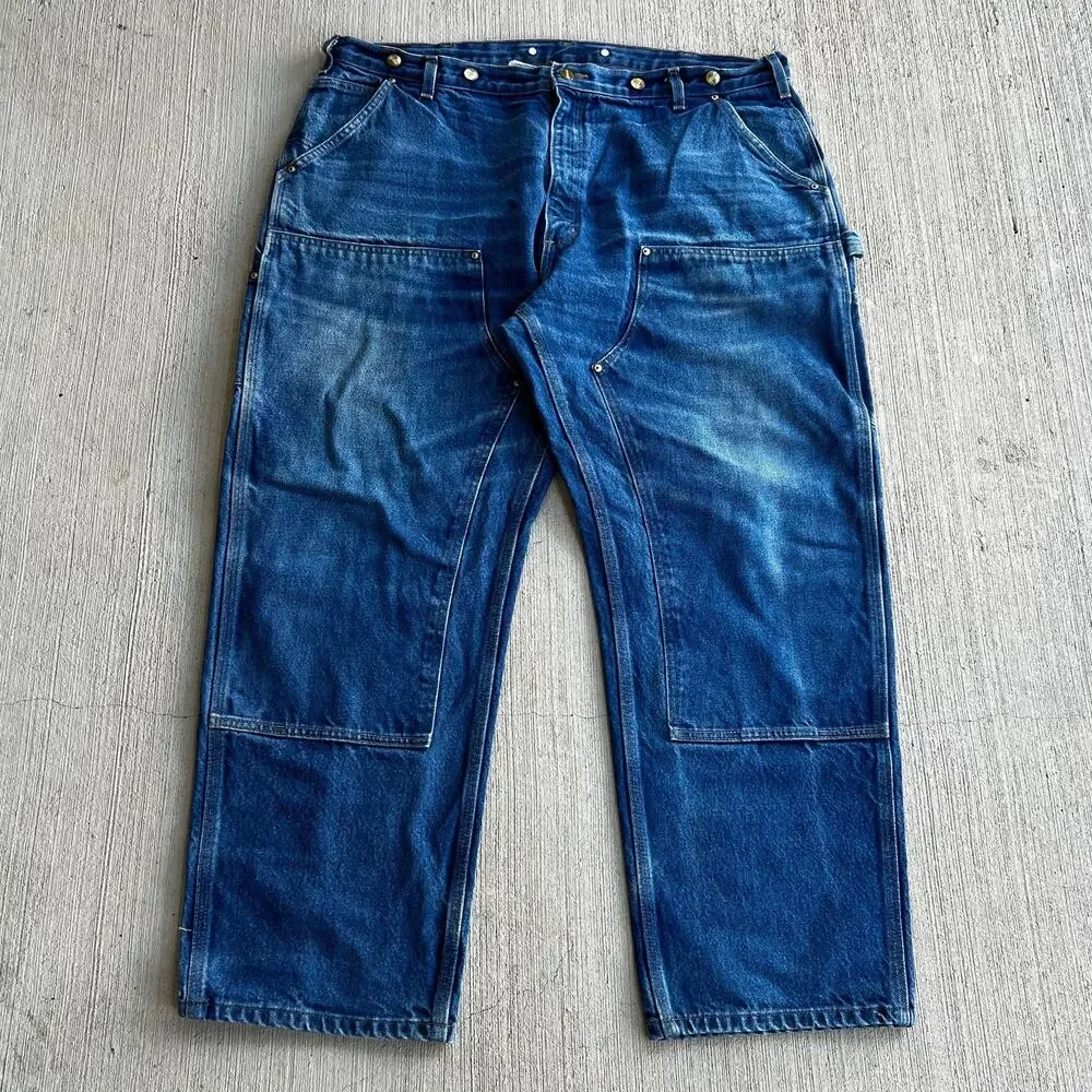 Carhartt B07 DNM faded denim double knee work wear carpenter pants